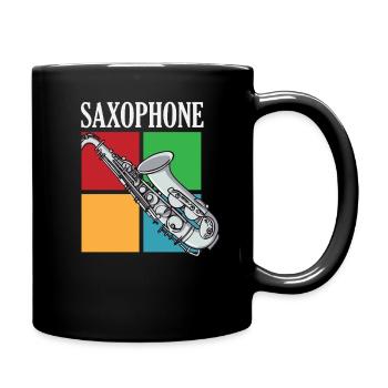 Retro Saxophone Saxophonist Musical Instrument - Full Colour Mug - black - Right
