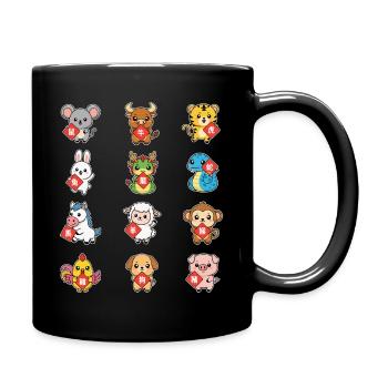 Kawaii Chinese New Year Chinese Zodiac Animal Sign - Full Colour Mug - black - Right