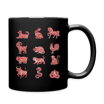 Chinese New Year Chinese Zodiac Animal Sign Floral - Full Colour Mug - black - Right