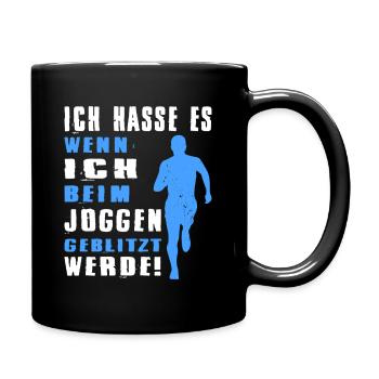 Joggen Geschenk Jogger Laufsport Sport Fitness - Tasse einfarbig - Schwarz - Rechts