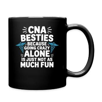 CNA Besties Pflegefreundschaft Spruch - Tasse einfarbig - Schwarz - Rechts