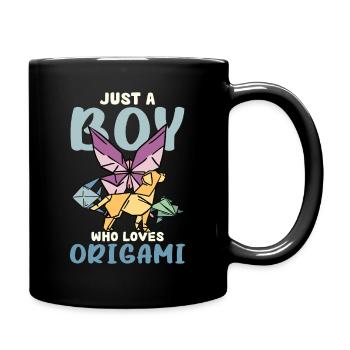 Only a boy loves origami - Full Colour Mug - black - Right