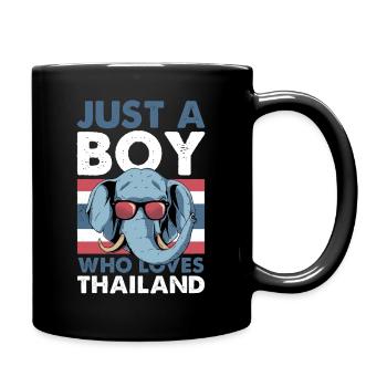 Elefant liebt Thailand TShirt - Tasse einfarbig - Schwarz - Rechts