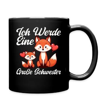 Große Schwester Fuchsliebhaber Geschwister - Tasse einfarbig - Schwarz - Rechts