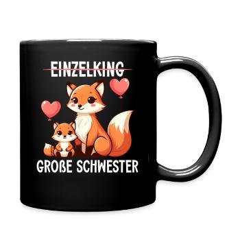Große Schwester Fuchsliebhaber Geschwister - Tasse einfarbig - Schwarz - Rechts