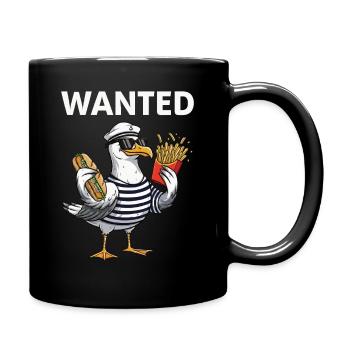 Je voulais mouette avec frites et sandwiches au poisson - Mug uni - noir - Droite