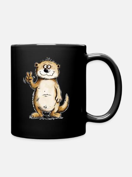 Otter Peacezeichen Design - Tasse einfarbig - Schwarz