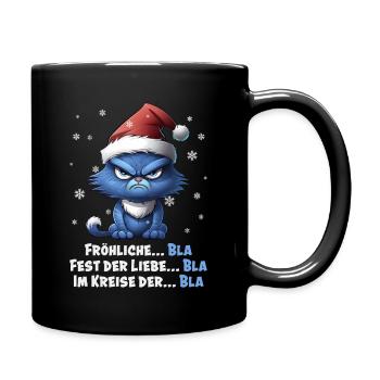 I Hate Christmas - Grumpy Blue Cat - Full Colour Mug - black - Right