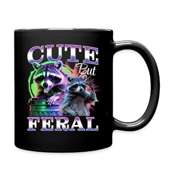 Funny Raccoon - Tasse einfarbig - Schwarz - Rechts