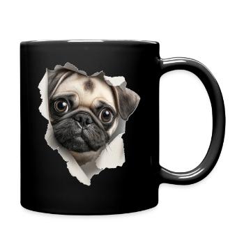 Mops - Tasse einfarbig - Schwarz - Rechts