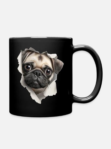 Mops - Tasse einfarbig - Schwarz