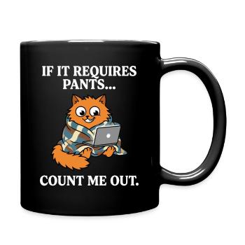 Travail drôle à domicile Chat qui dit avec un pantalon non - Mug uni - noir - Droite