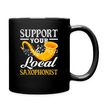 Support your local saxophonist - Full Colour Mug - black - Right