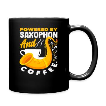 Powered By Saxophon Und Kaffee Saxophonist - Tasse einfarbig - Schwarz - Rechts