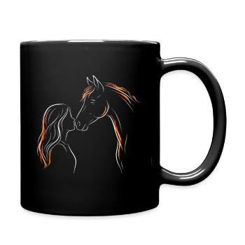 Silhouette de fille de cheval - Mug uni - noir - Droite