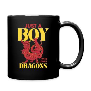 Nur ein Junge liebt Drachen - Tasse einfarbig - Schwarz - Rechts