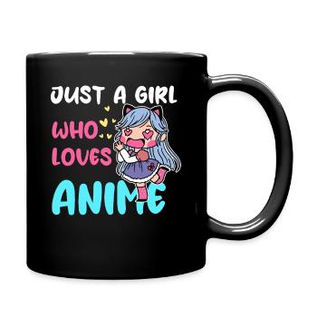 Mädchen liebt Anime Chibi - Tasse einfarbig - Schwarz - Rechts