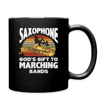 Retro God Marching Bands Saxophone Saxophonist - Full Colour Mug - black - Right
