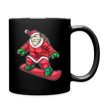 Turtle Christmas Skateboard - Full Colour Mug - black - Right