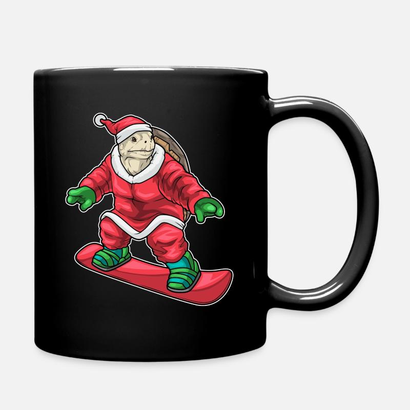 Schildkröte Weihnachten Skateboard - Tasse einfarbig - Schwarz