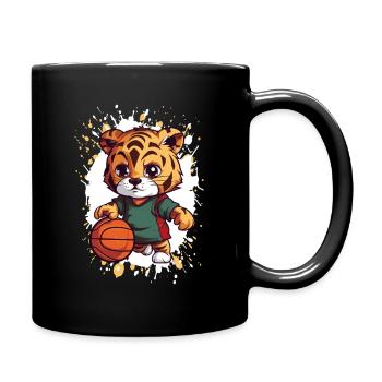 Tiger Basketball Dribbler - Tasse einfarbig - Schwarz - Rechts