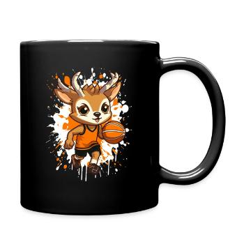 Basketball hirsch im Sprint - Tasse einfarbig - Schwarz - Rechts