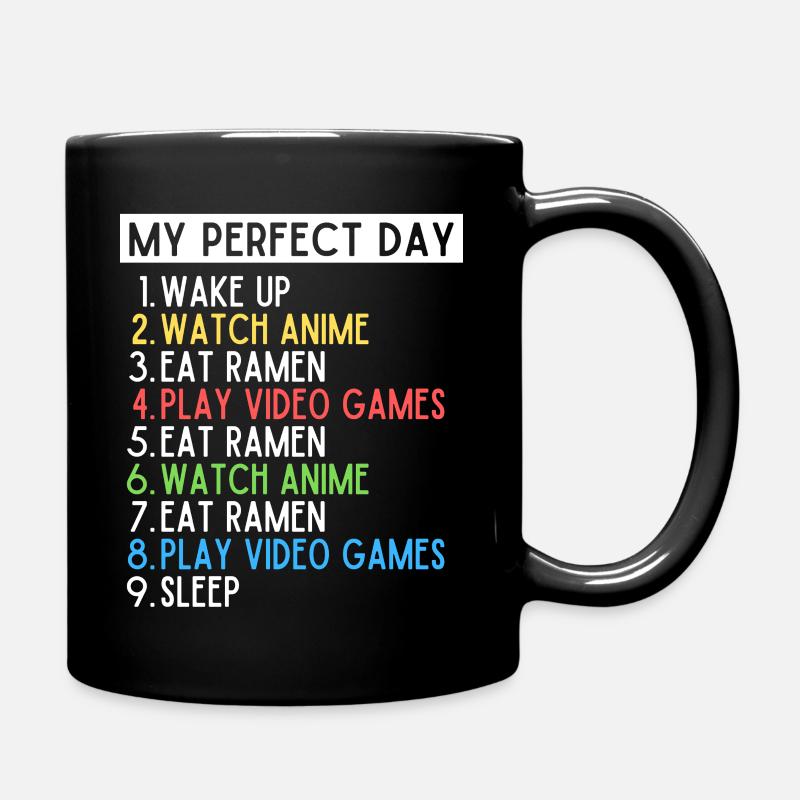 My Perfect Day Anime Ramen Gaming Nerd Design - Mug uni - noir