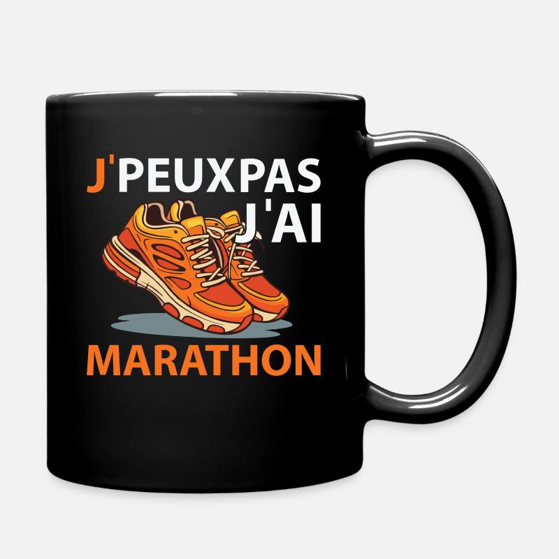 Ich kann nicht, ich Marathon - Tasse einfarbig - Schwarz