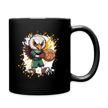 Basketball-Eule im Grünen Trikot - Tasse einfarbig - Schwarz - Rechts