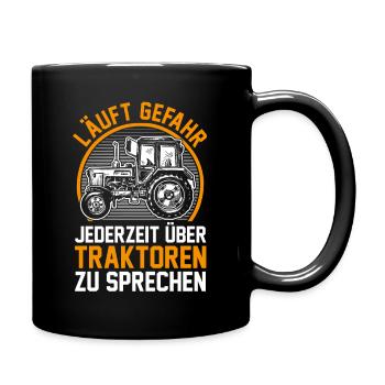 Trecker Landwirt Bauer Traktorfahrer Traktor - Tasse einfarbig - Schwarz - Rechts