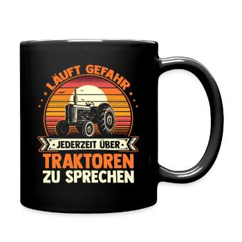 Trecker Landwirt Bauer Traktorfahrer Traktor - Tasse einfarbig - Schwarz - Rechts