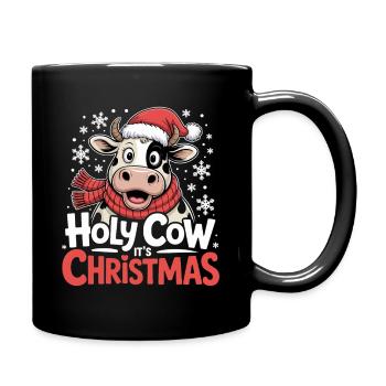 Heilige Kuh, es ist Weihnachten - Tasse einfarbig - Schwarz - Rechts