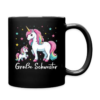Große Schwester Einhornliebhaber Ältere Baby - Tasse einfarbig - Schwarz - Rechts