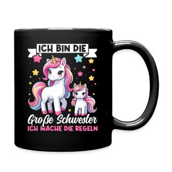 Große Schwester Einhornliebhaber Ältere Baby - Tasse einfarbig - Schwarz - Rechts