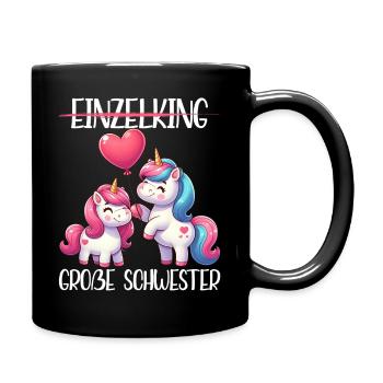 Große Schwester Einhornliebhaber Ältere Baby - Tasse einfarbig - Schwarz - Rechts