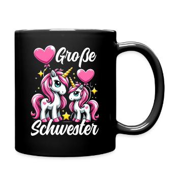 Große Schwester Einhornliebhaber Ältere Baby - Tasse einfarbig - Schwarz - Rechts