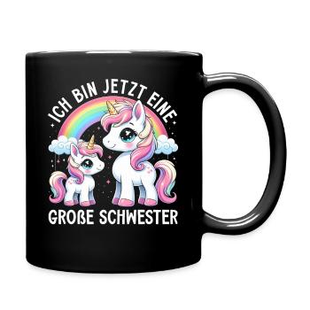 Große Schwester Einhornliebhaber Ältere Baby - Tasse einfarbig - Schwarz - Rechts