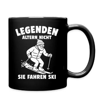 Legenden altern nicht – Sie fahren Ski - Tasse einfarbig - Schwarz - Rechts