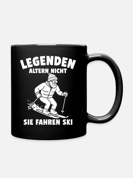 Legenden altern nicht – Sie fahren Ski - Tasse einfarbig - Schwarz