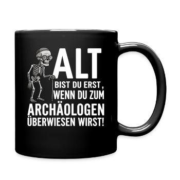 OLD ARE YOU FIRST – Humorous Skeleton Shirt - Full Colour Mug - black - Right