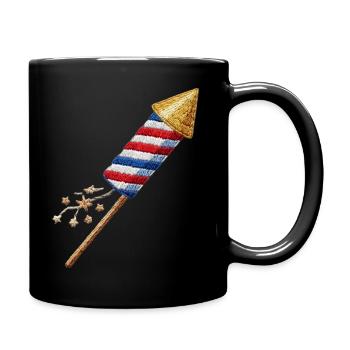 Fireworks arrow in embroidered look (printed) - Full Colour Mug - black - Right