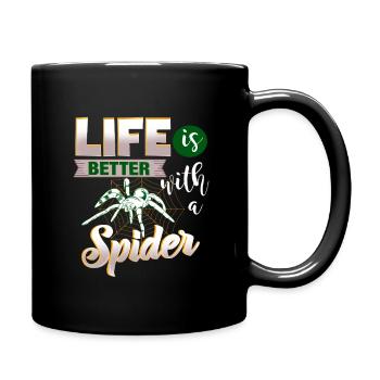 Life is better with a Spider - for spider fans - Full Colour Mug - black - Right