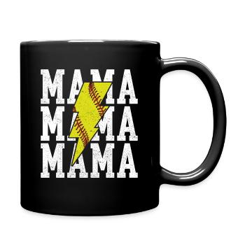 Mama Softball Vibes Spieltagsgeist - Tasse einfarbig - Schwarz - Rechts