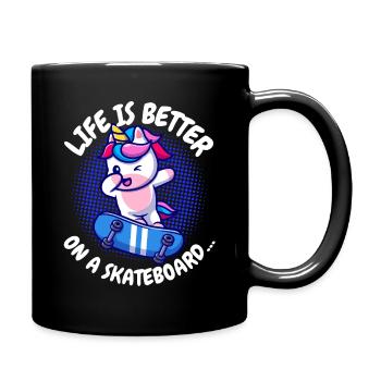 La vie est meilleure Patineuse Licorne Fille - Mug uni - noir - Droite