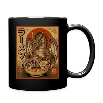 Retro-Drache Ramen-Design - Tasse einfarbig - Schwarz - Rechts