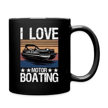 I Love Motor Boating Motorboating Funny Boat - Full Colour Mug - black - Right