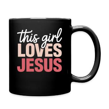Girl Loves Jesus Gradient Font - Full Colour Mug - black - Right