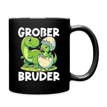 Großer Bruder Dinosaurier Dino Geschwister Motiv - Tasse einfarbig - Schwarz - Rechts