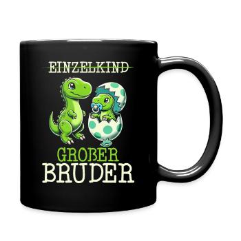 Großer Bruder Dinosaurier Dino Geschwister Motiv - Tasse einfarbig - Schwarz - Rechts