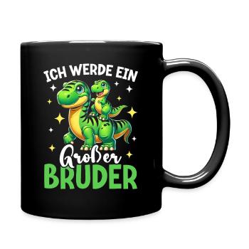 Großer Bruder Dinosaurier Dino Geschwister Motiv - Tasse einfarbig - Schwarz - Rechts